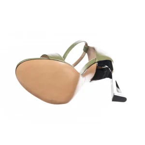 Osmose Shoes Sandales & Nu-Pieds-Sandale Mila: Cuir Vert Anis à Bride & Talon Graphique