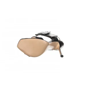 Osmose Shoes Sandales & Nu-Pieds-Sandale Oz : Cuir Python Noir à double Brides & Talon Fin