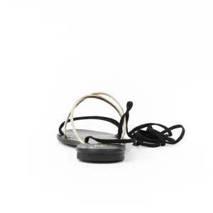 Osmose Shoes Sandales & Nu-Pieds-Sandale Plate à Ficelle Daim Noir & platine