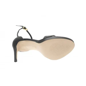Osmose Shoes Sandales & Nu-Pieds-Sandale Sabrina: Cuir Noir Ajouré & Talon