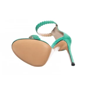 Osmose Shoes Sandales & Nu-Pieds-Sandale Tracy: Daim Vert  à Bride Tressé & Talon